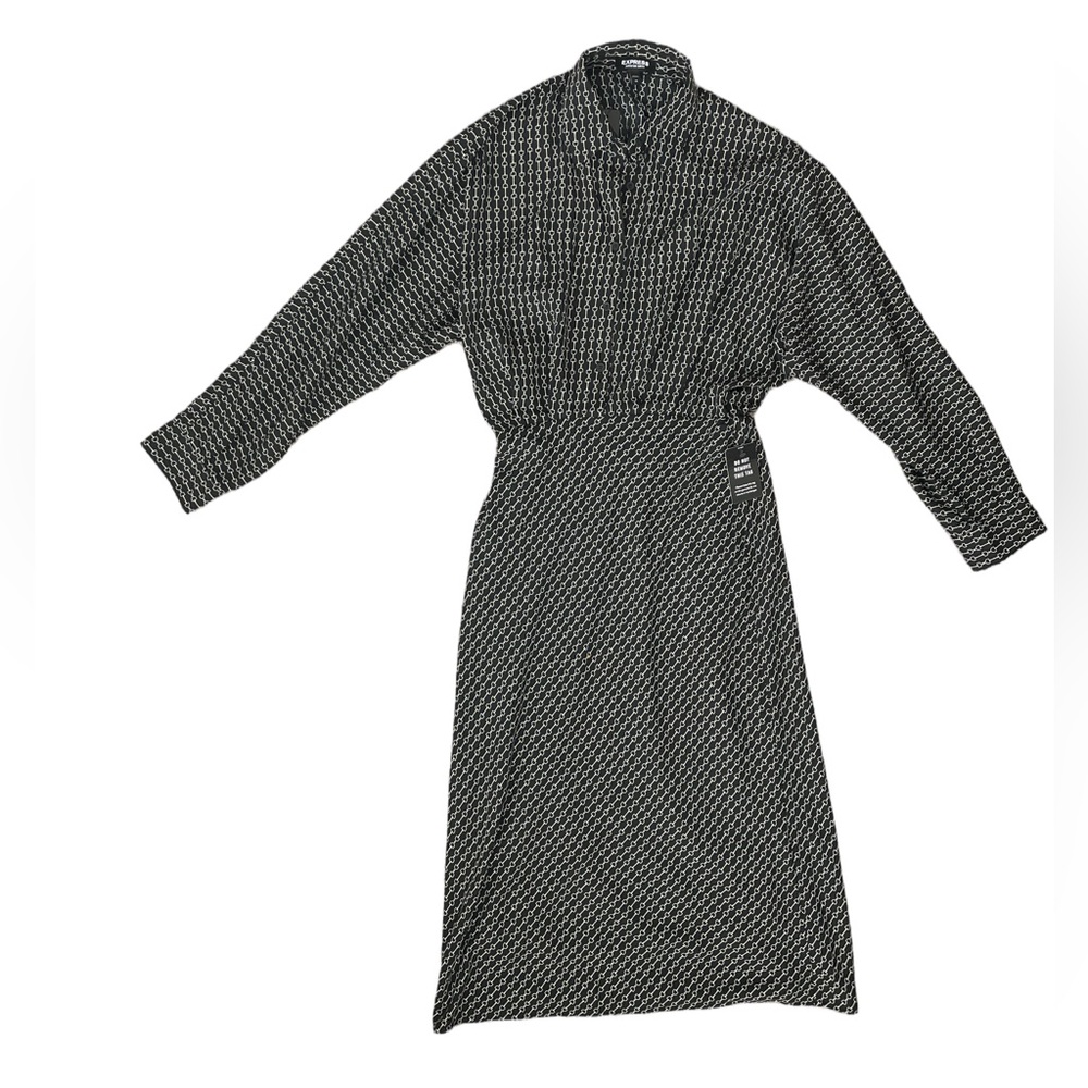 Express Black and White Chain Print Portofino Dress